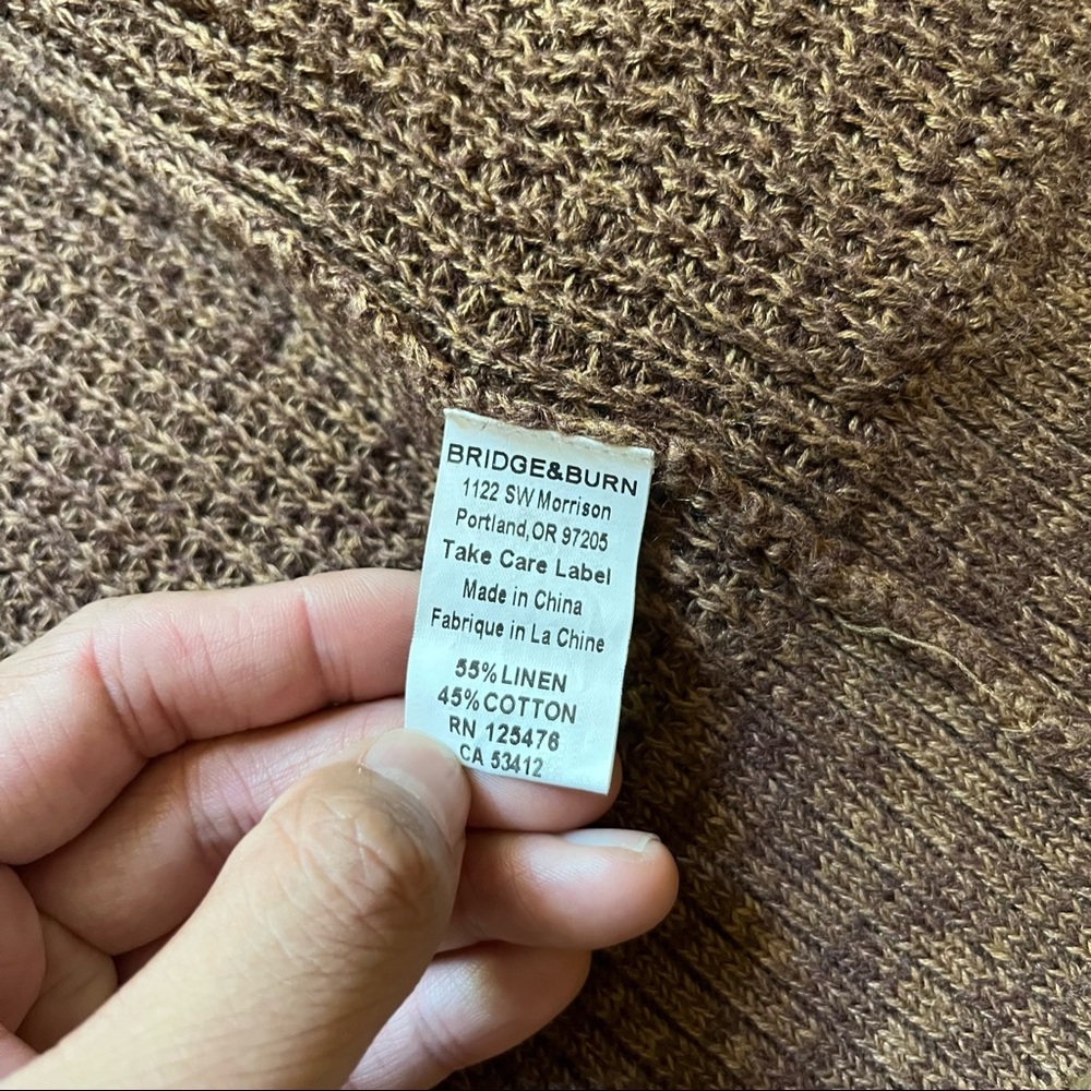 Bridge & Burn linen cotton blend brown buttonless knit cardigan - Picture 5 of 5